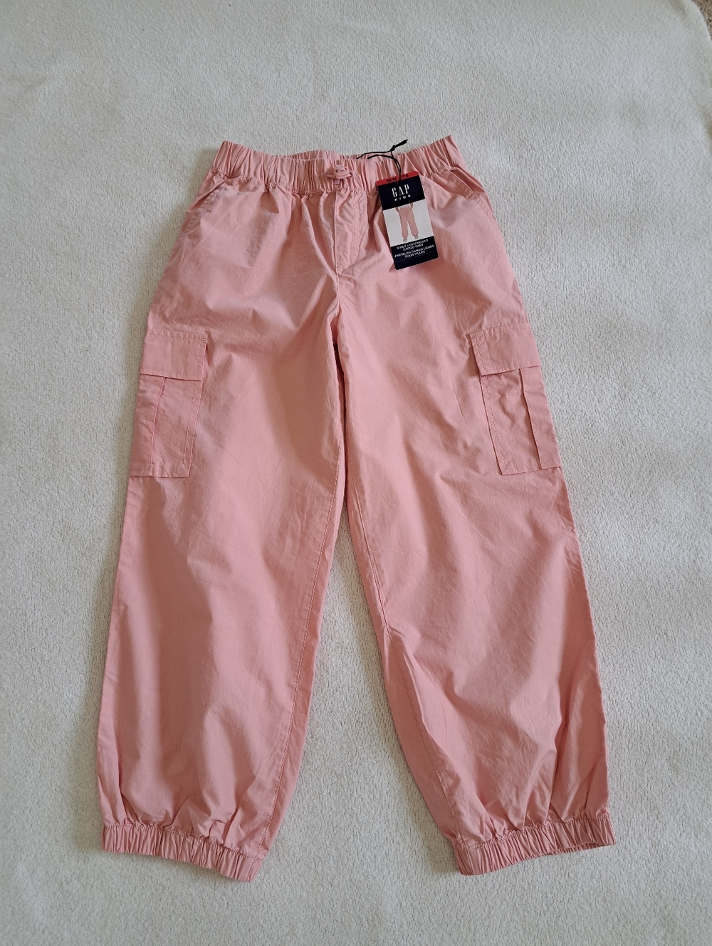 GAP Pink Cargo Pants Girls Size Medium 7/8 Cotton Casual Woven Pockets Elastic